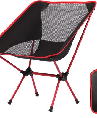 Ultralight Camping Chair, Foldable Portable Camping Chair with Breathable Nylon Mesh, Compact Design & Carry Bag for Hiking, Backpacking, Beach, Concerts